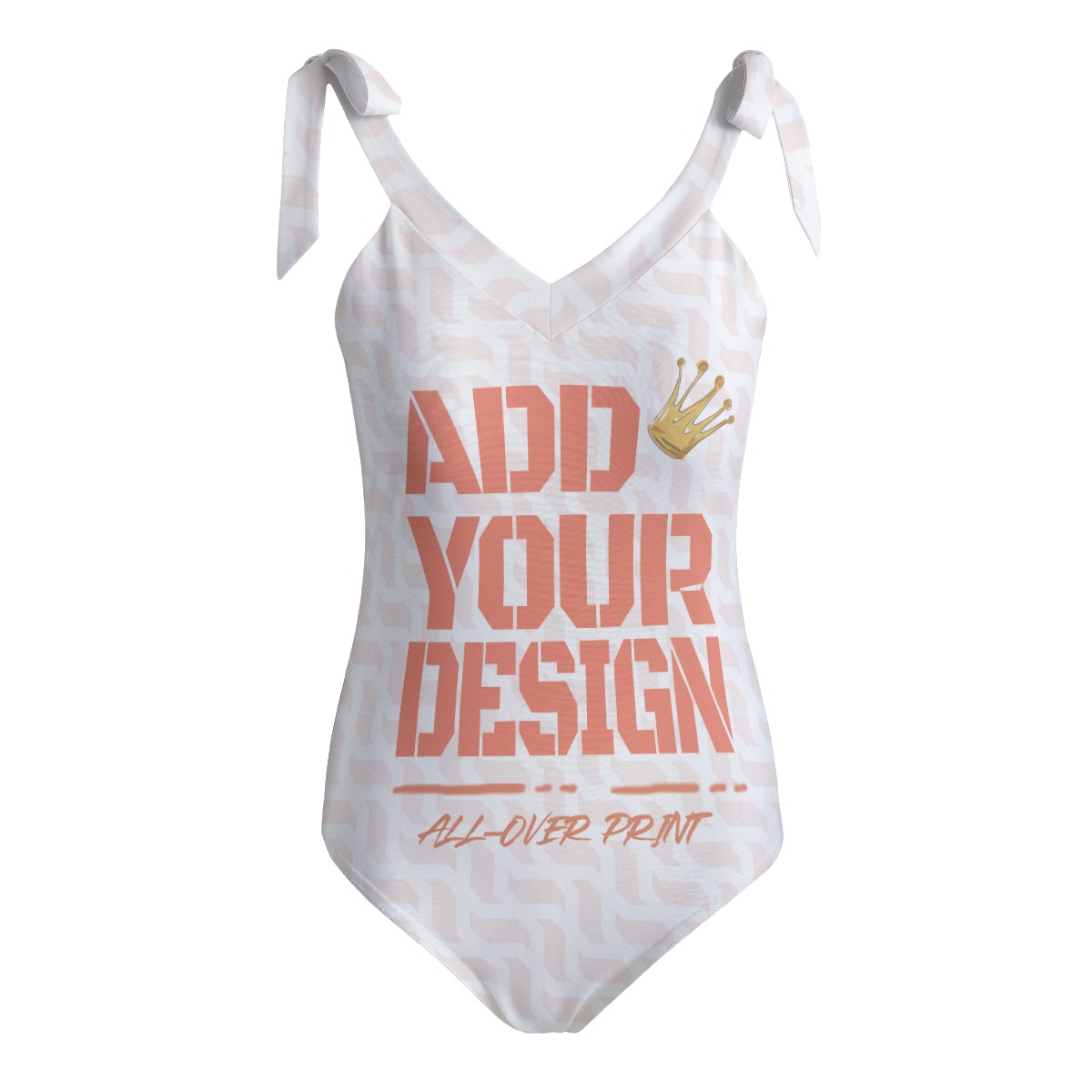 All-Over Print Women's Tie Shoulder Onepiece Padded Swimsuit