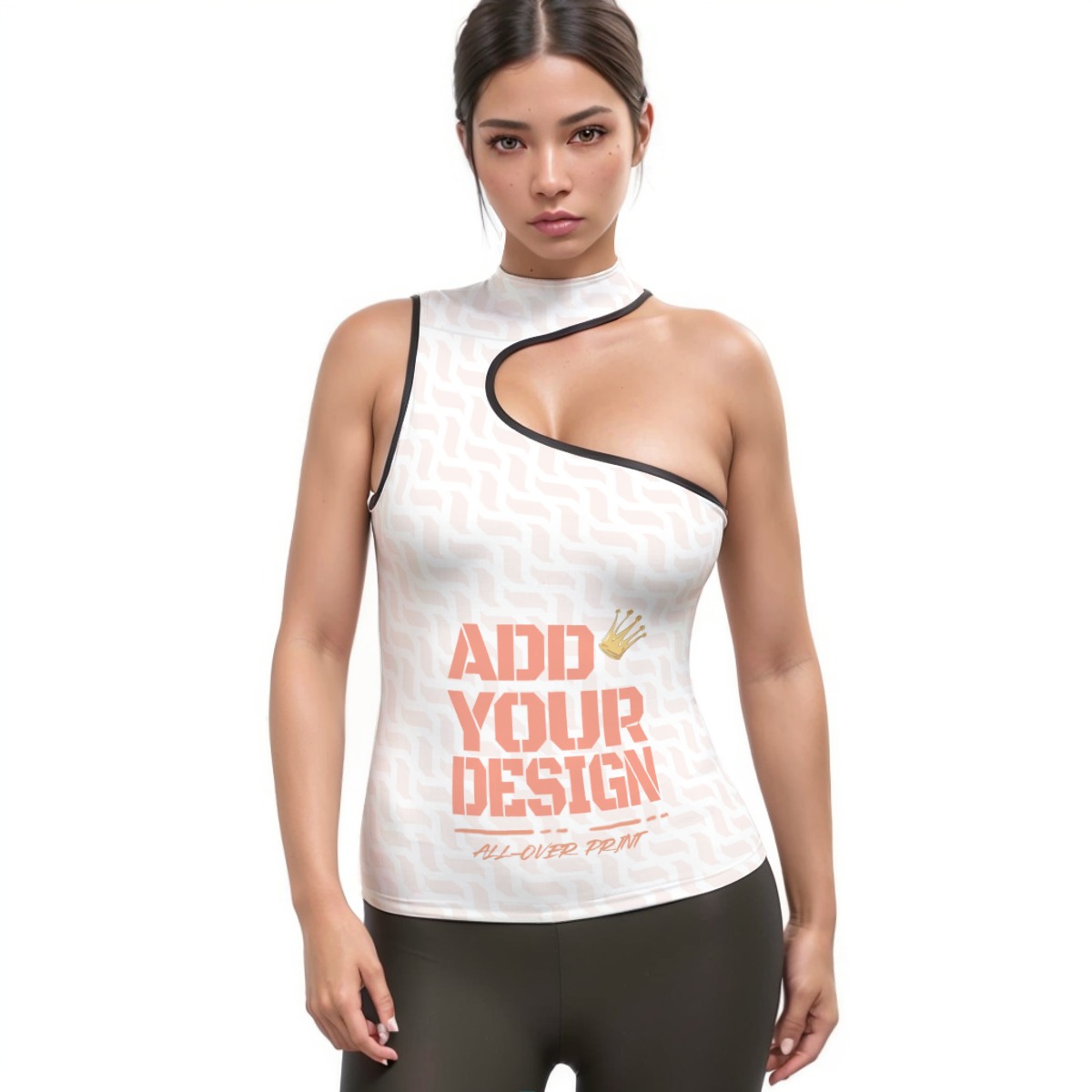 All-Over Print Women's Halter Sleeveless Asymmetrical Tank Top