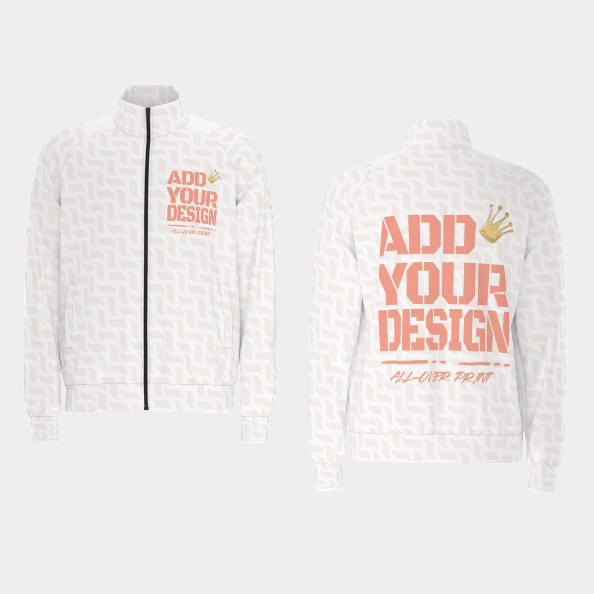 All-Over Print Men's Raglan-Sleeve Stand Collar Jacket