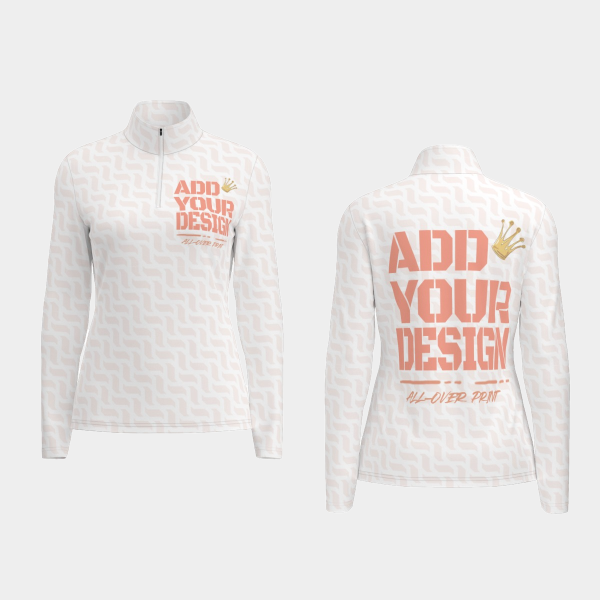 All-Over Print Women's Sports Collar Jersey With Long Sleeve
