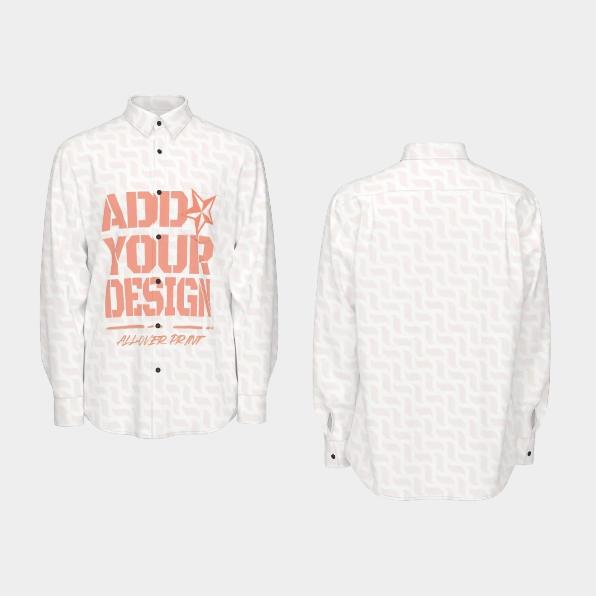All-Over Print Men's Long Sleeve Shirt | 115GSM Cotton poplin