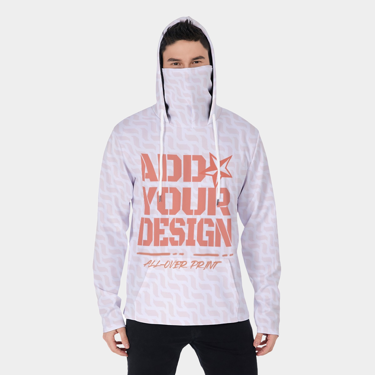 Eco-friendly All-Over Print Men's Masked Hoodie
