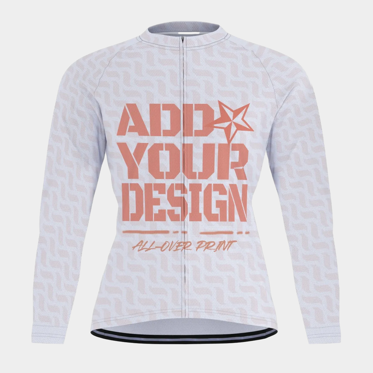 All-Over Print Raglan Men's Cycling Jersey With Long Sleeve