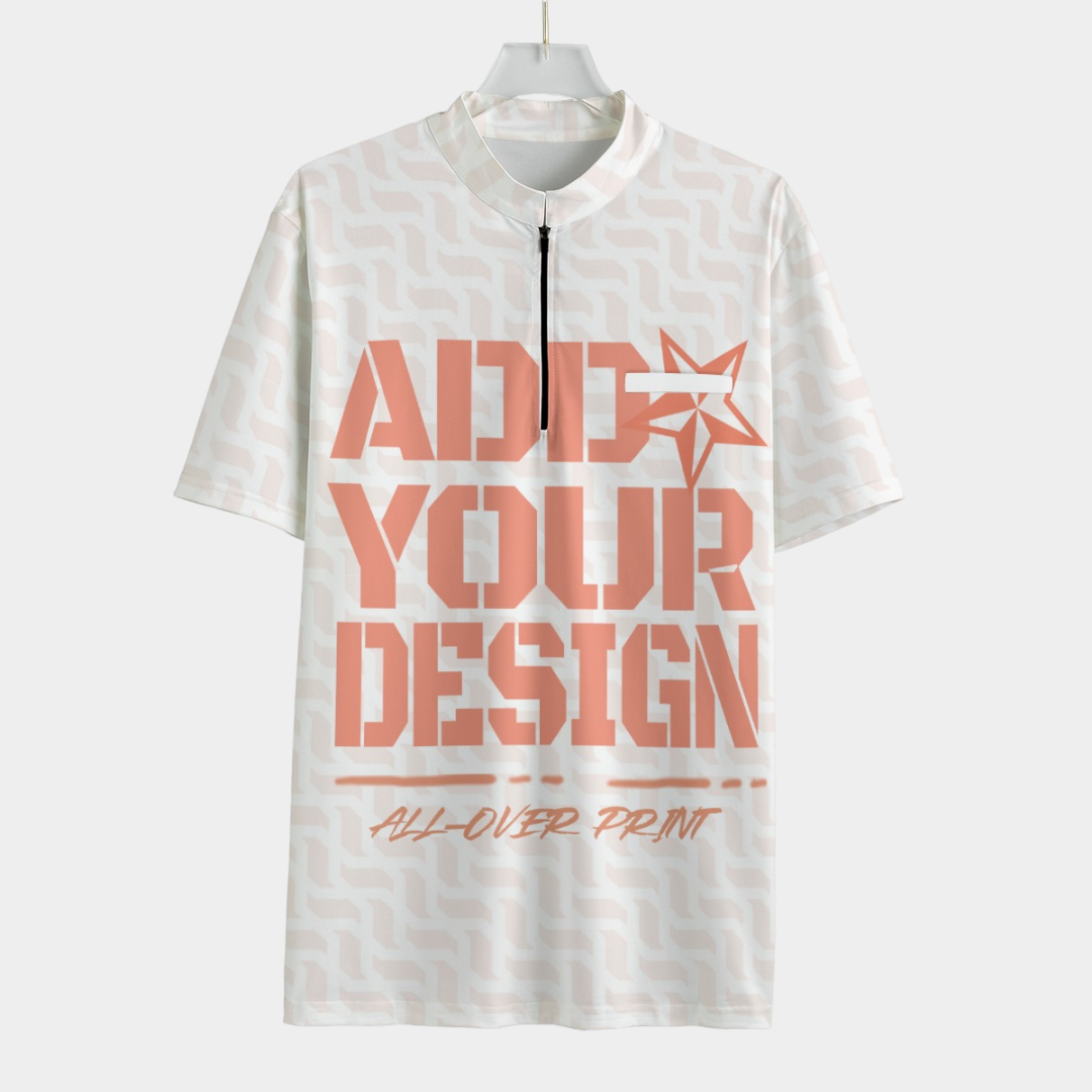 All-over Print Men's Sports Collar T-shirt With Pocket
