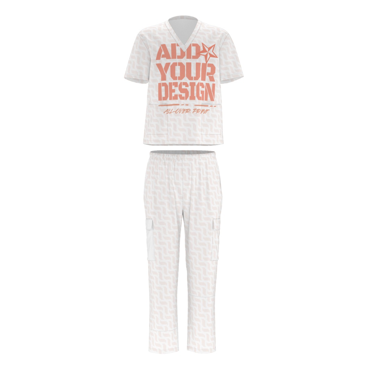 All-Over Print Unisex Scrub Set With Six Pocket