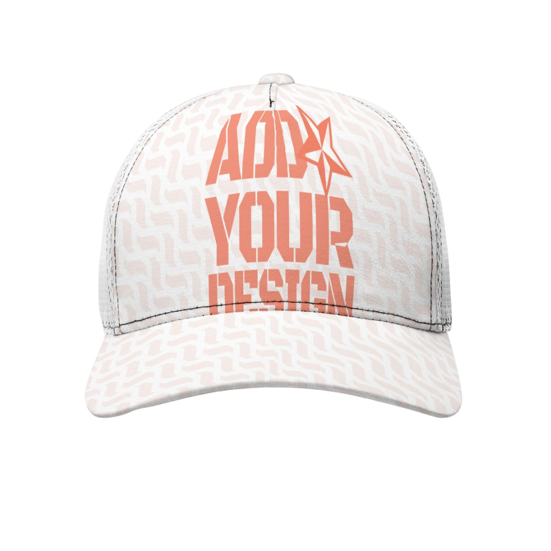 All-Over Print Black Buckle Peaked Mesh Cap With Box