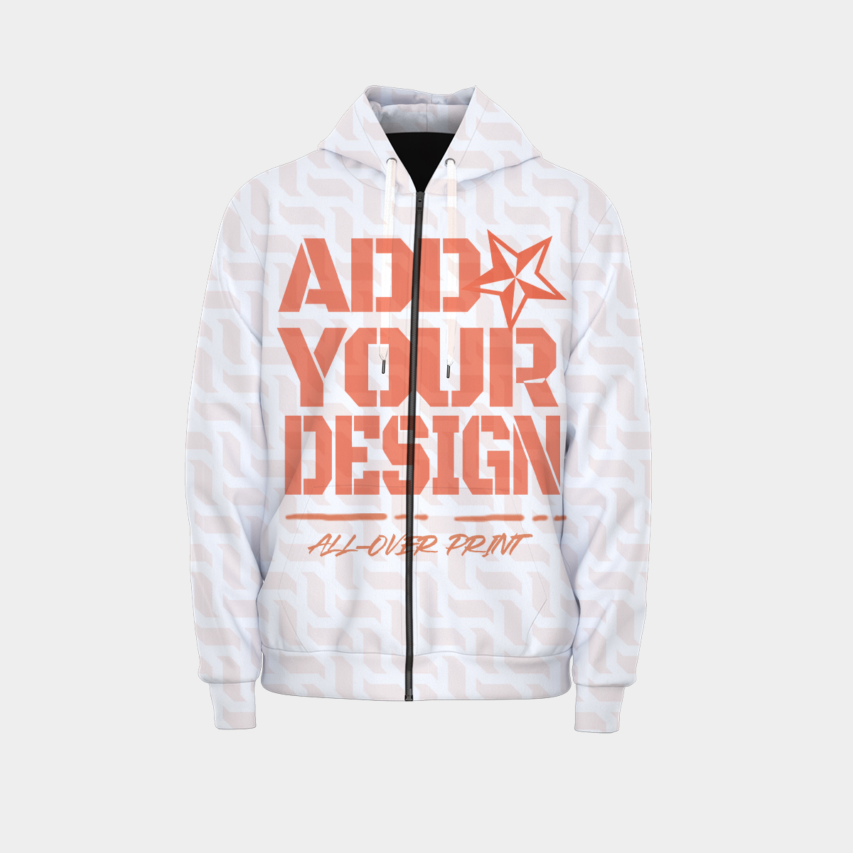 All-Over Print Unisex Zipper Hoodie With Black Lining